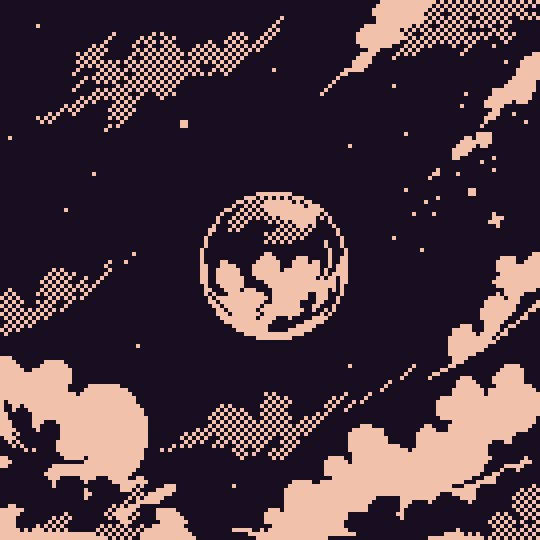 Moonlit pixel-art sky